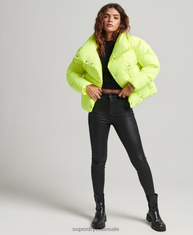 mujer Superdry verde abrigo corto acolchado 2R68Z5498