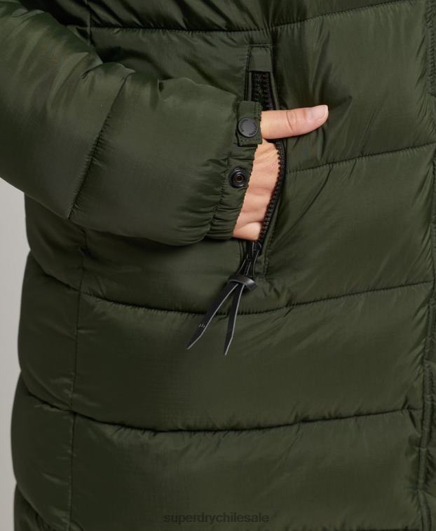 mujer Superdry verde abrigo de capa intermedia con capucha 2R68Z5633