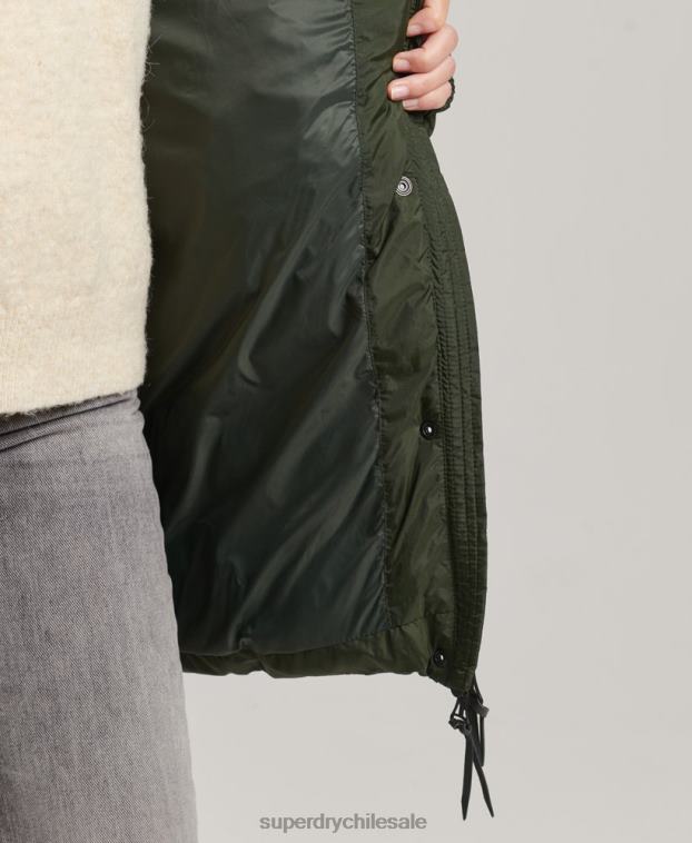 mujer Superdry verde abrigo de capa intermedia con capucha 2R68Z5633