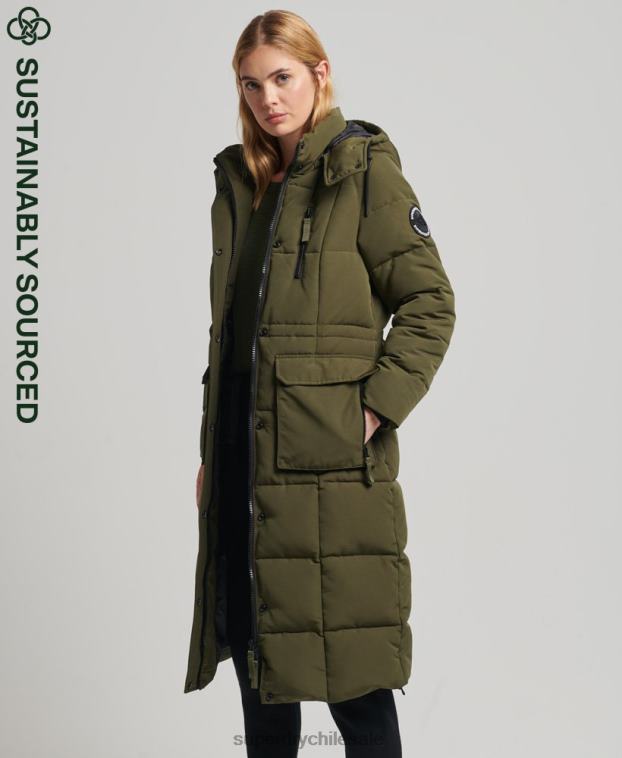 mujer Superdry verde abrigo everest largo 2R68Z5688