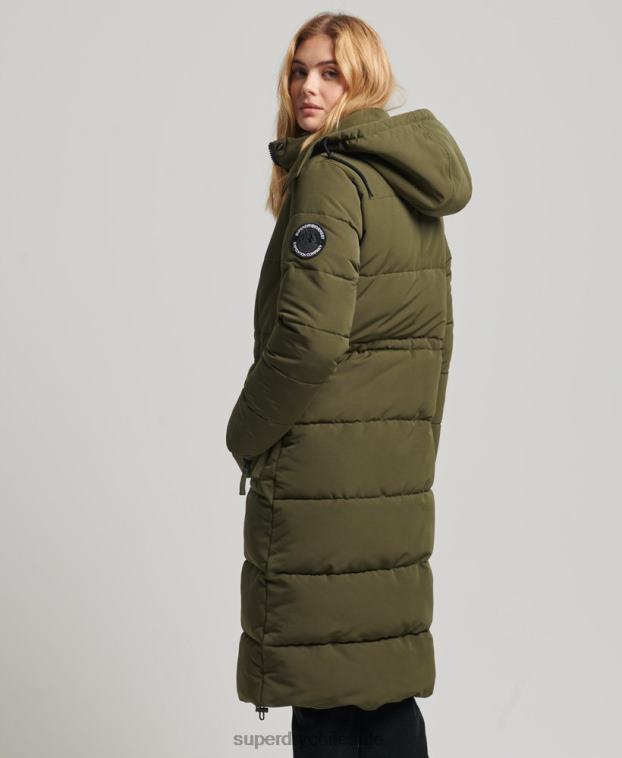 mujer Superdry verde abrigo everest largo 2R68Z5688