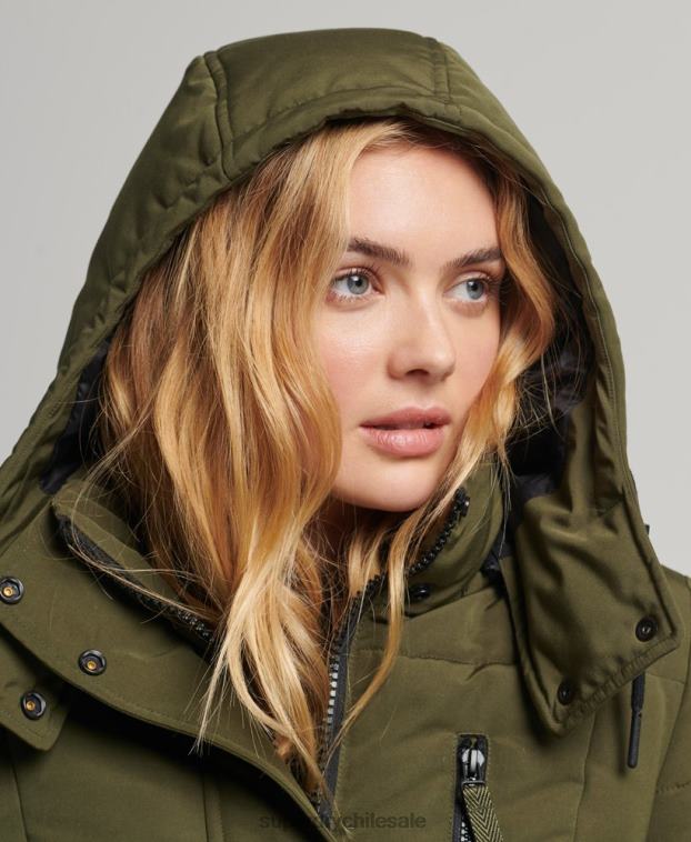 mujer Superdry verde abrigo everest largo 2R68Z5688
