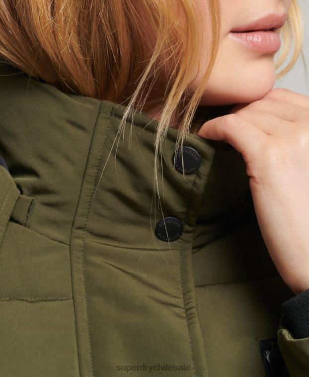 mujer Superdry verde abrigo everest largo 2R68Z5688