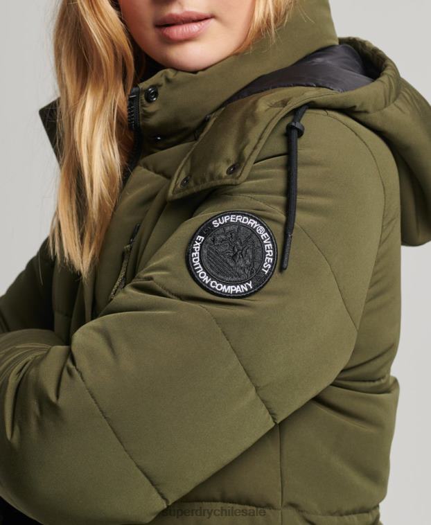 mujer Superdry verde abrigo everest largo 2R68Z5688