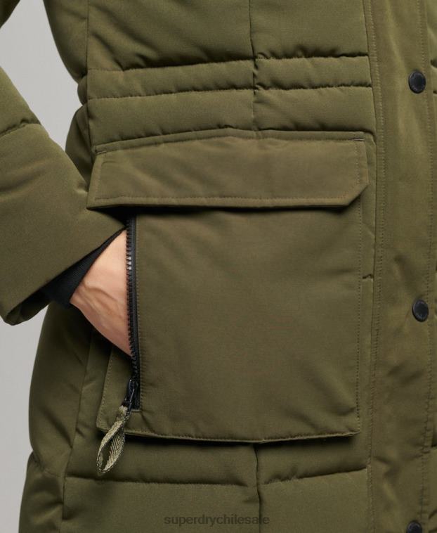 mujer Superdry verde abrigo everest largo 2R68Z5688