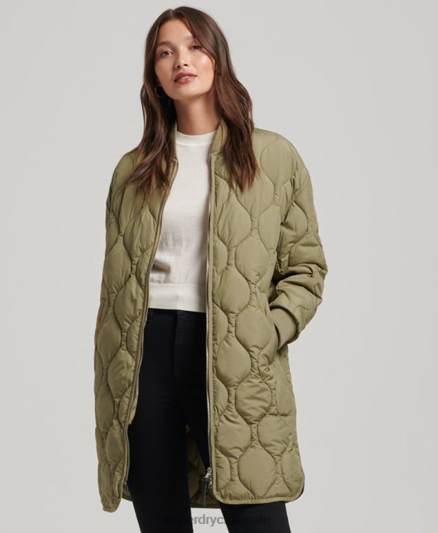 mujer Superdry verde abrigo largo capitonado 2R68Z3583