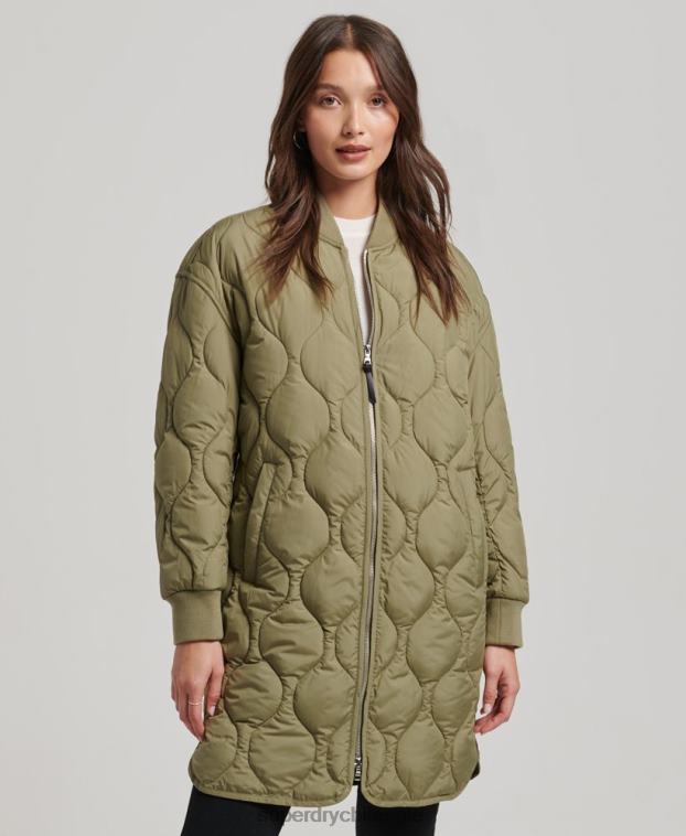 mujer Superdry verde abrigo largo capitonado 2R68Z3583