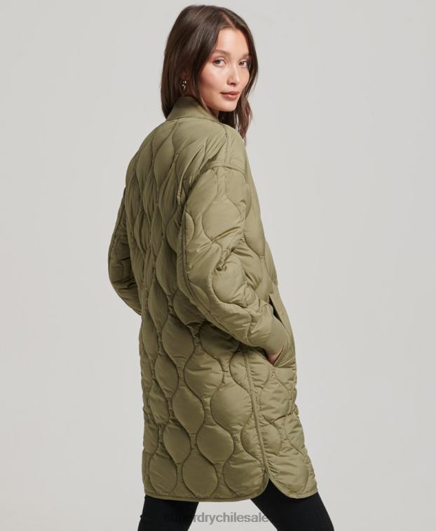 mujer Superdry verde abrigo largo capitonado 2R68Z3583