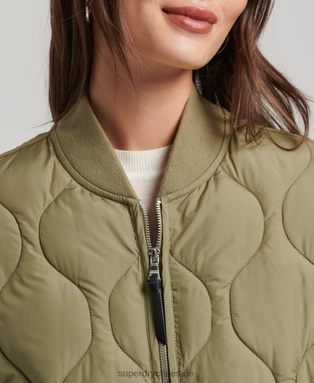 mujer Superdry verde abrigo largo capitonado 2R68Z3583