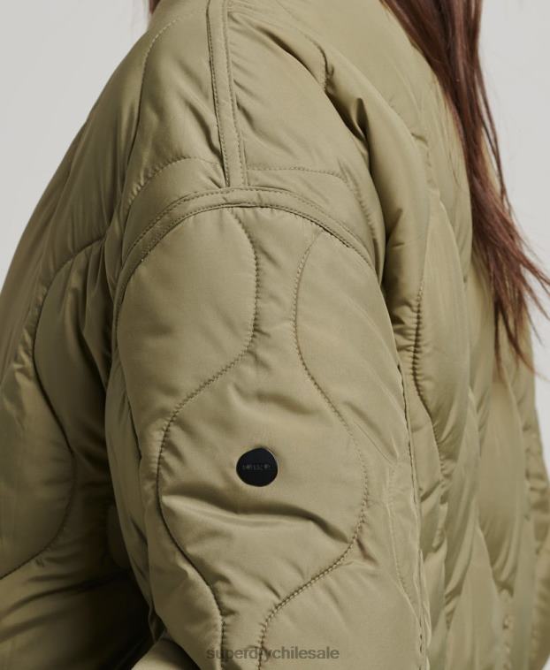 mujer Superdry verde abrigo largo capitonado 2R68Z3583
