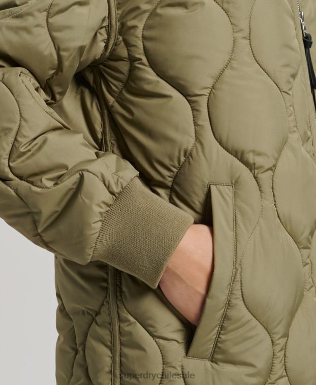 mujer Superdry verde abrigo largo capitonado 2R68Z3583