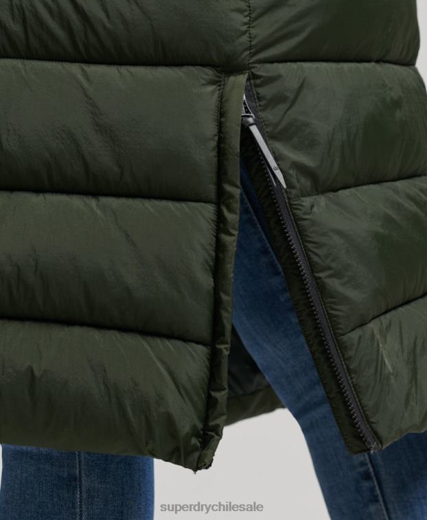 mujer Superdry verde abrigo largo con capucha y pelo artificial 2R68Z3626