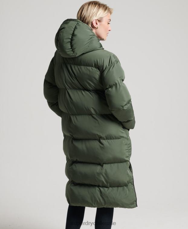 mujer Superdry verde abrigo largo de edredón 2R68Z3828