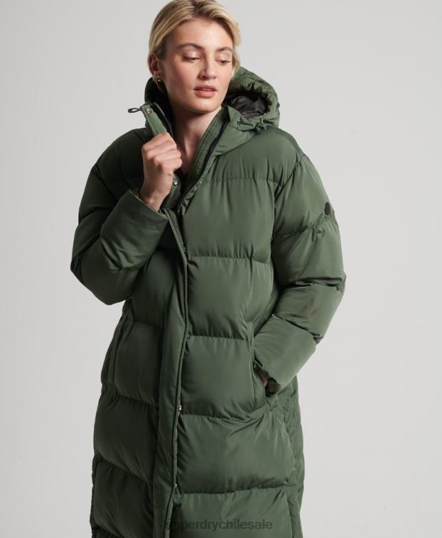 mujer Superdry verde abrigo largo de edredón 2R68Z3828