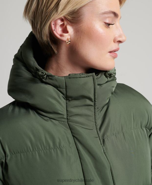 mujer Superdry verde abrigo largo de edredón 2R68Z3828