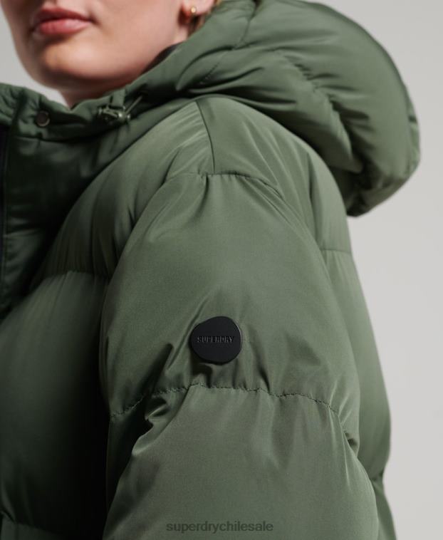 mujer Superdry verde abrigo largo de edredón 2R68Z3828