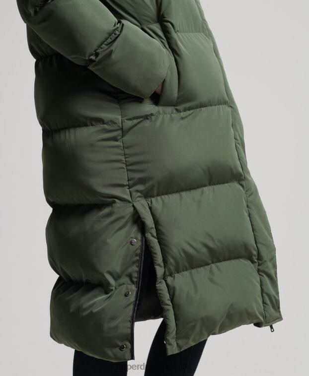 mujer Superdry verde abrigo largo de edredón 2R68Z3828