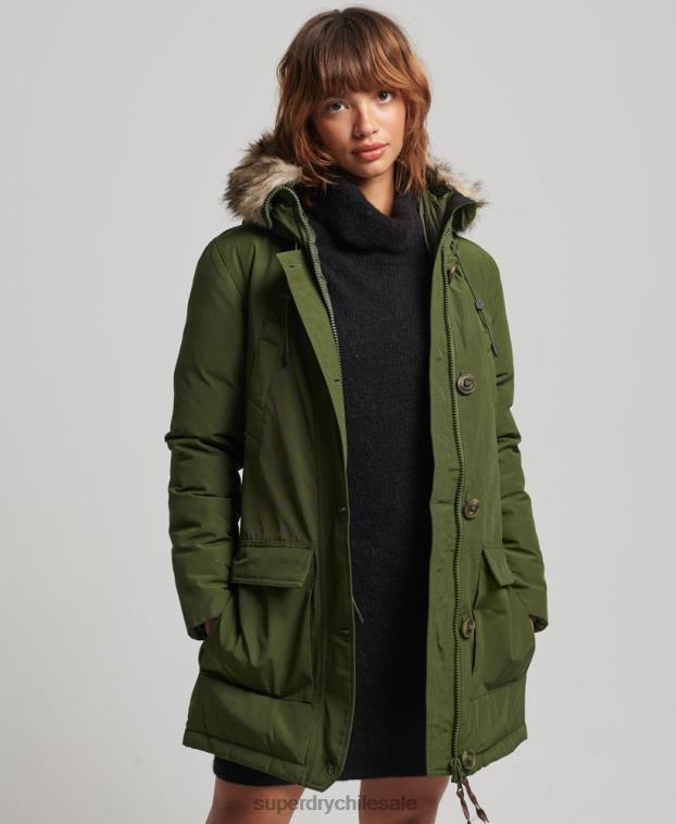 mujer Superdry verde abrigo tipo parka con capucha 2R68Z3775