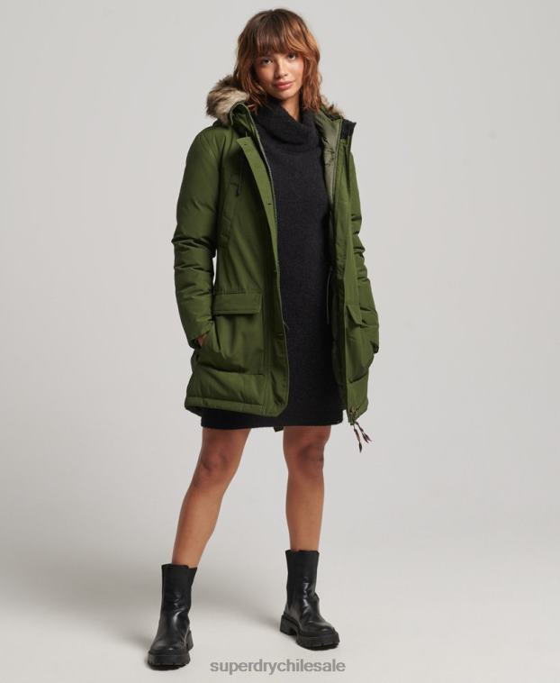 mujer Superdry verde abrigo tipo parka con capucha 2R68Z3775