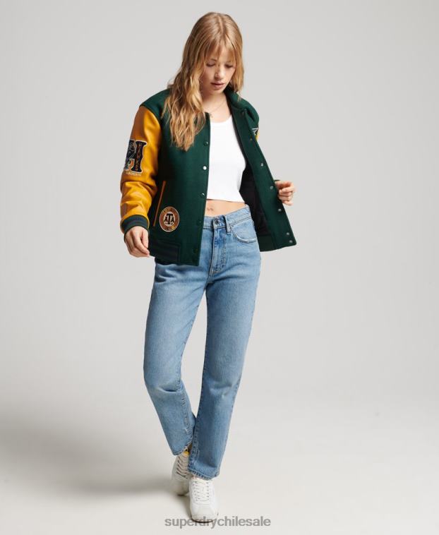 mujer Superdry verde bomber universitario mixto vintage 2R68Z5436