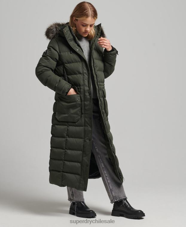 mujer Superdry verde parka expedición de microfibra con palangre 2R68Z5490