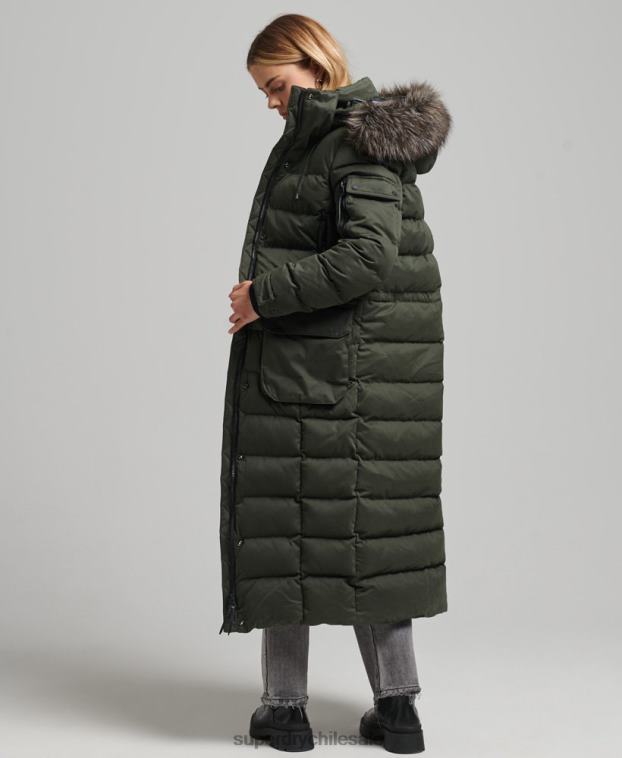 mujer Superdry verde parka expedición de microfibra con palangre 2R68Z5490