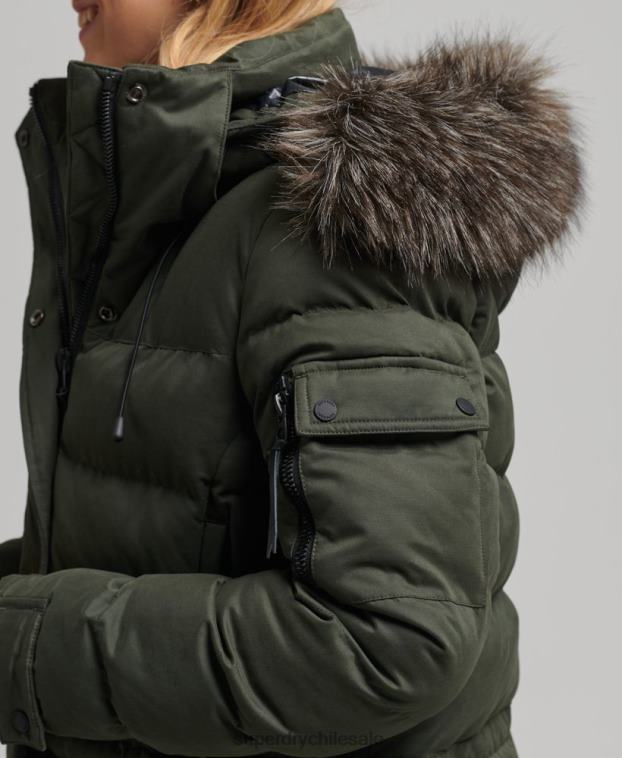 mujer Superdry verde parka expedición de microfibra con palangre 2R68Z5490