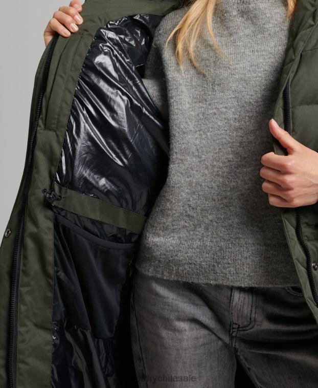 mujer Superdry verde parka expedición de microfibra con palangre 2R68Z5490