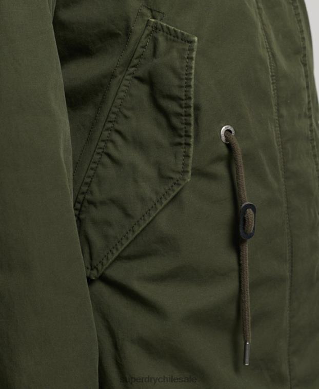 mujer Superdry verde parka militar auténtica de piel sintética 2R68Z5493