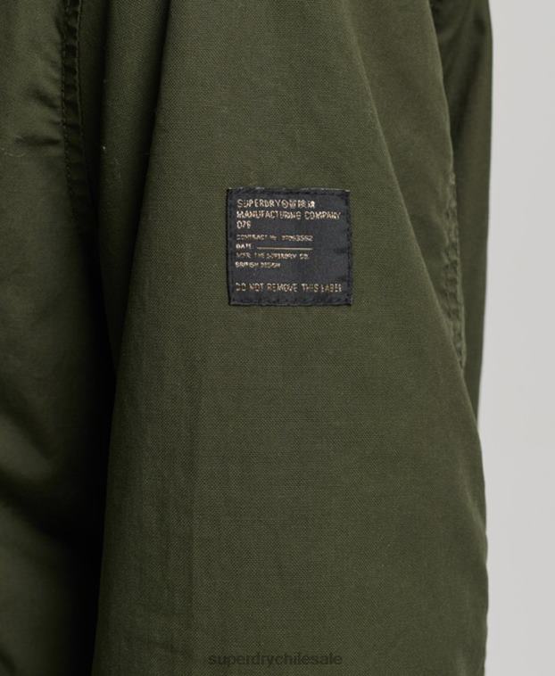 mujer Superdry verde parka militar auténtica de piel sintética 2R68Z5493