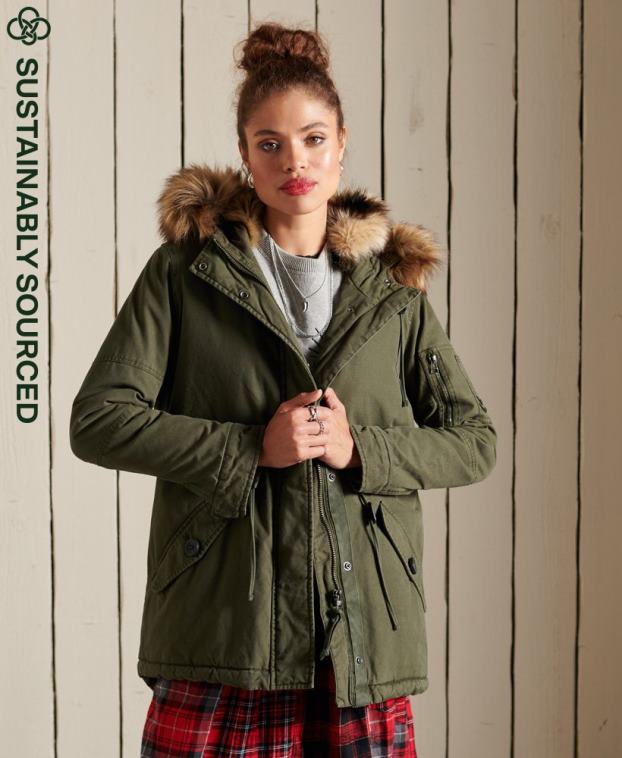 mujer Superdry verde parka militar premium 2R68Z5639