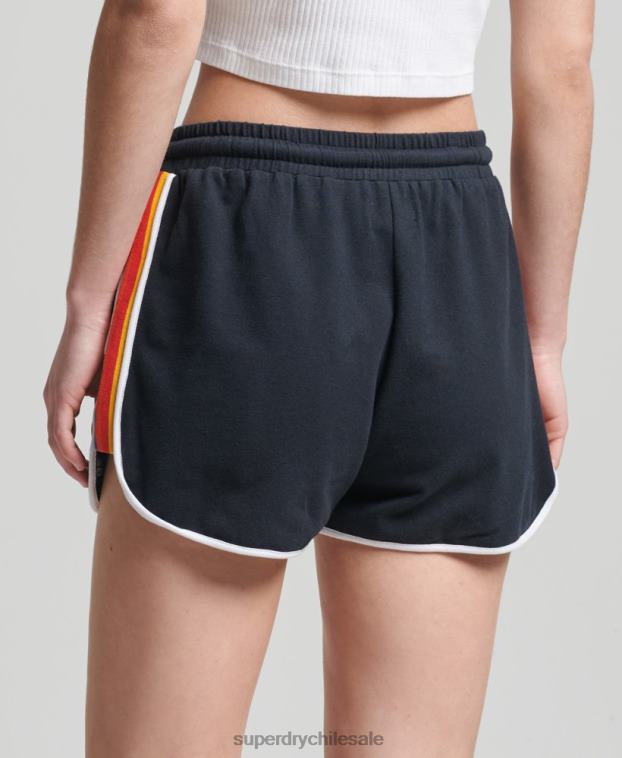 mujer Superdry Armada shorts deportivos de algodón orgánico con rayas vintage 2R68Z6542