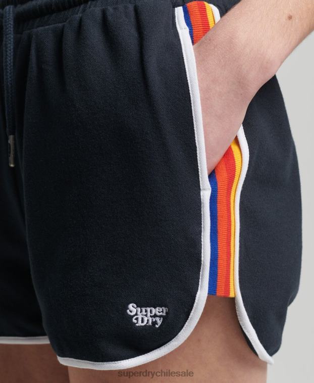 mujer Superdry Armada shorts deportivos de algodón orgánico con rayas vintage 2R68Z6542