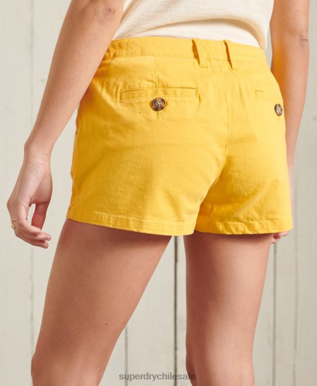 mujer Superdry amarillo pantalones cortos chinos calientes 2R68Z3171