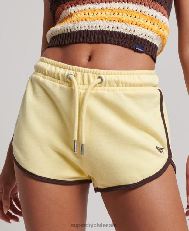 mujer Superdry amarillo shorts de corredor de jersey vintage 2R68Z3107