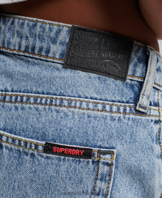 mujer Superdry azul claro pantalones cortos de mezclilla 2R68Z3092