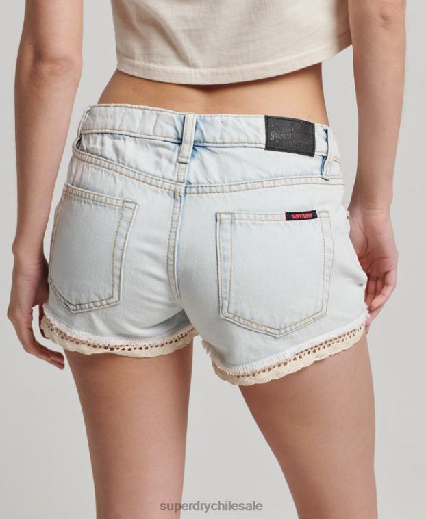 mujer Superdry azul claro pantalones cortos de mezclilla 2R68Z3144