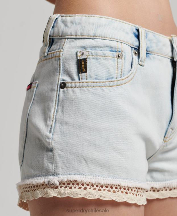 mujer Superdry azul claro pantalones cortos de mezclilla 2R68Z3144