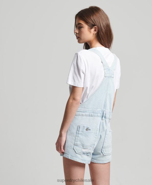 mujer Superdry azul claro pantalones cortos de peto de la vendimia 2R68Z4099