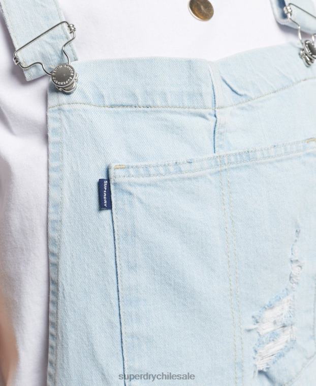 mujer Superdry azul claro pantalones cortos de peto de la vendimia 2R68Z4099