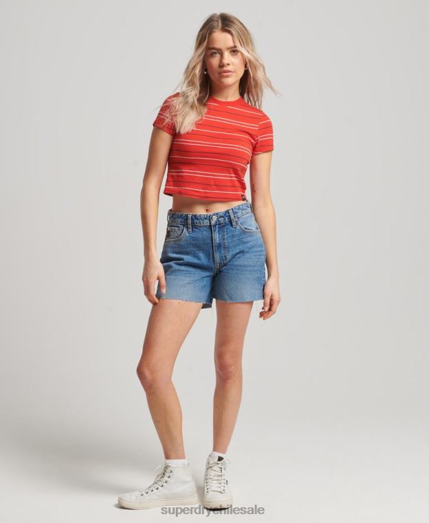 mujer Superdry azul oscuro corto de tiro medio 2R68Z2212
