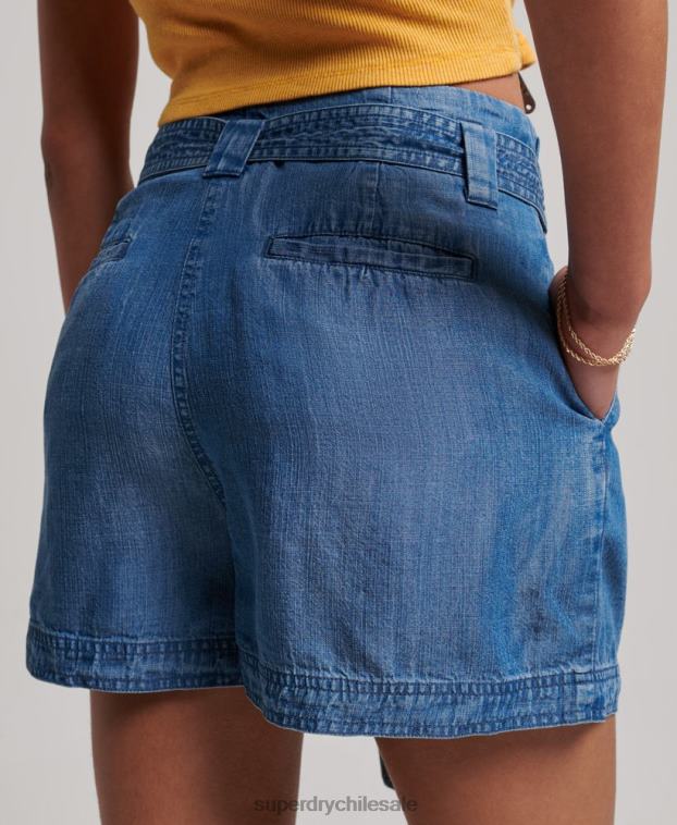 mujer Superdry azul pantalones cortos de bolsa de papel 2R68Z3139