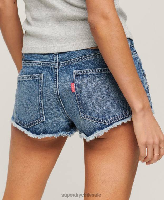 mujer Superdry azul shorts de mezclilla con detalles de strass 2R68Z2090