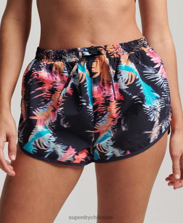 mujer Superdry azul shorts de playa estampados 2R68Z3101