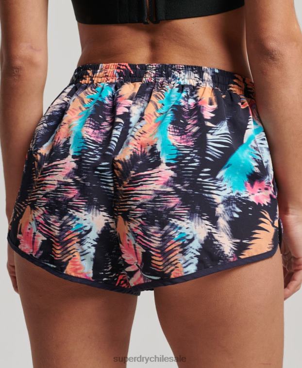 mujer Superdry azul shorts de playa estampados 2R68Z3101