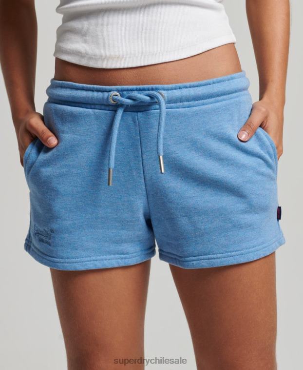 mujer Superdry azul shorts de punto con logo vintage bordado 2R68Z3113