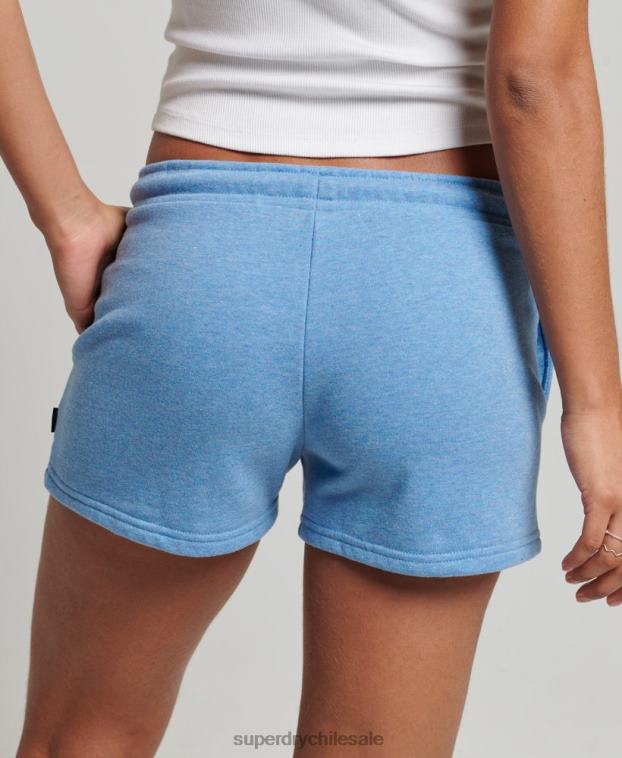 mujer Superdry azul shorts de punto con logo vintage bordado 2R68Z3113