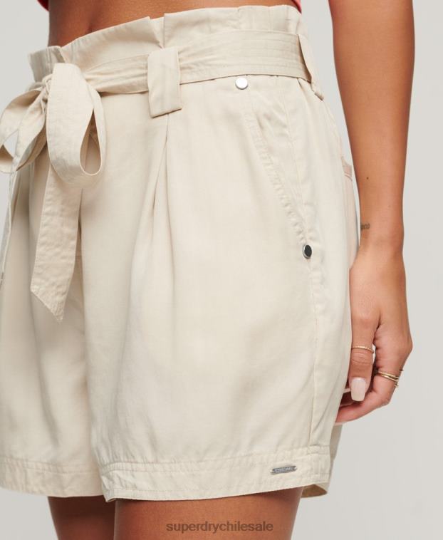 mujer Superdry beige shorts estilo bolsa de papel del desierto 2R68Z3106