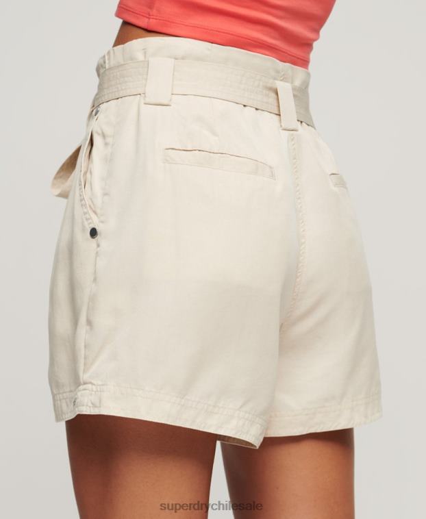 mujer Superdry beige shorts estilo bolsa de papel del desierto 2R68Z3106