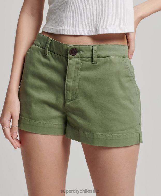 mujer Superdry caqui pantalones cortos chinos calientes 2R68Z2072